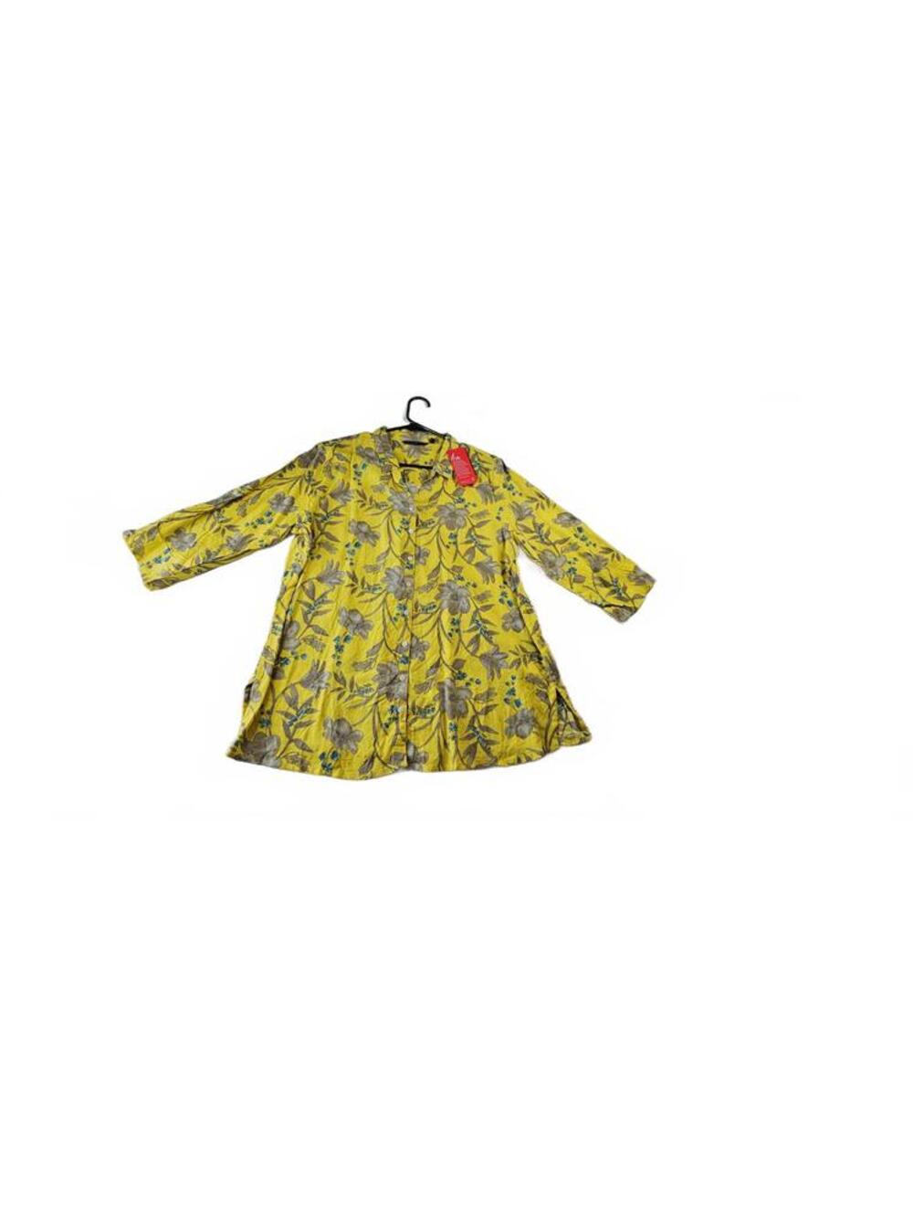 Melange Size XL Yellow Floral Viscose Tunic Top- NWT